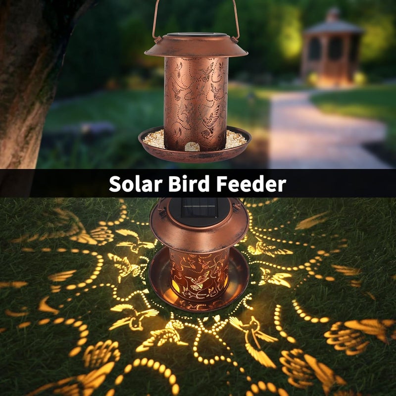 Yardoor Hummingbird Solar Bird Feeder for Outdoors Hanging Solar Lanterns Waterproof Metal Wild Bird Feeders Garden Outside Yard Decor Christmas Birthday Gifts for Women Mom - Image 2